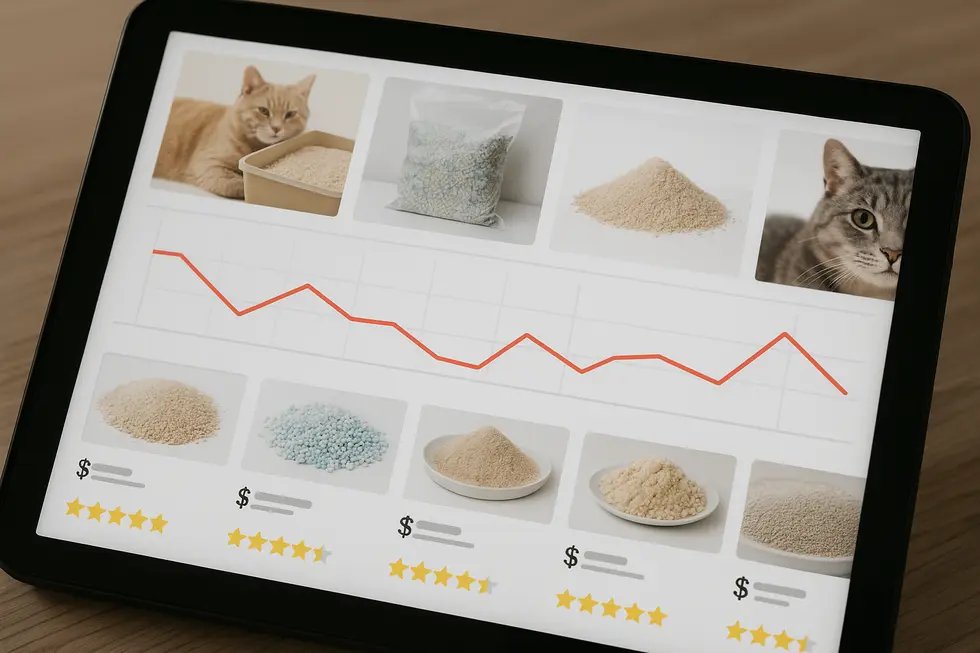 Explore diverse cat litter types available online, each with unique properties.