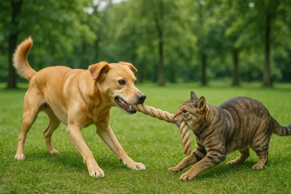 Một con mèo vui đùa với đồ chơi xoay tự động.