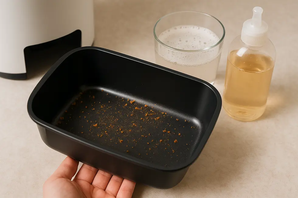 Làm sạch hộp chứa thức ăn máy cho mèo ăn.
