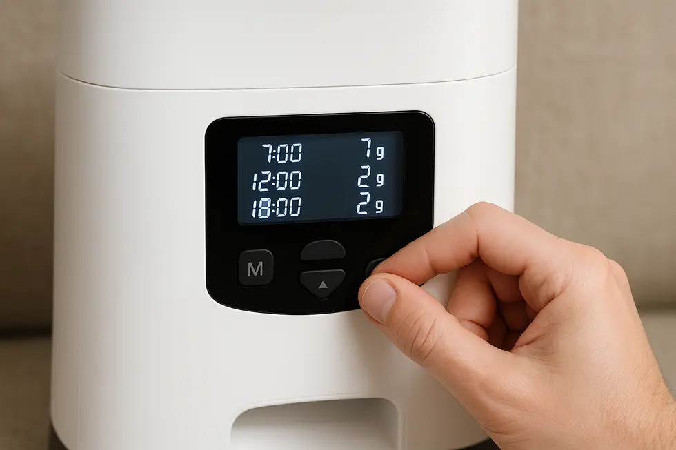 Thiết kế và tính năng nổi bật của máy cho mèo ăn tự động.