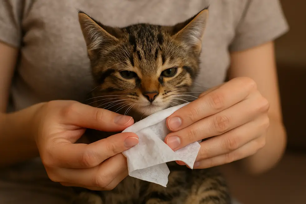 Mèo con sơ sinh cần môi trường an toàn và ấm áp trước khi tắm.