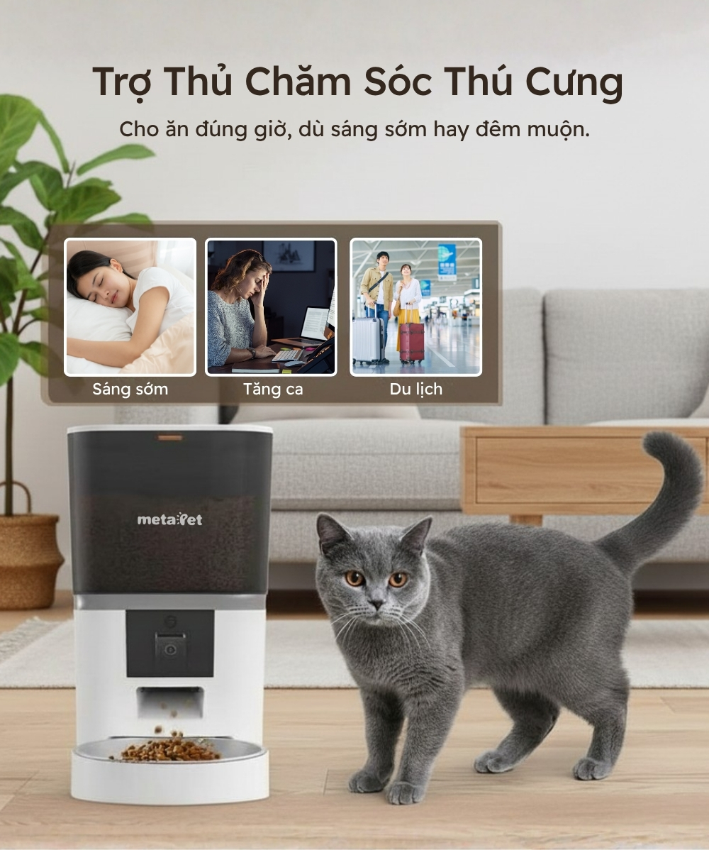 Máy Cho Thú Cưng Ăn Tự Động metaPet PLENTY 600 Pro, Wifi, Camera, 6L - Hình ảnh 2