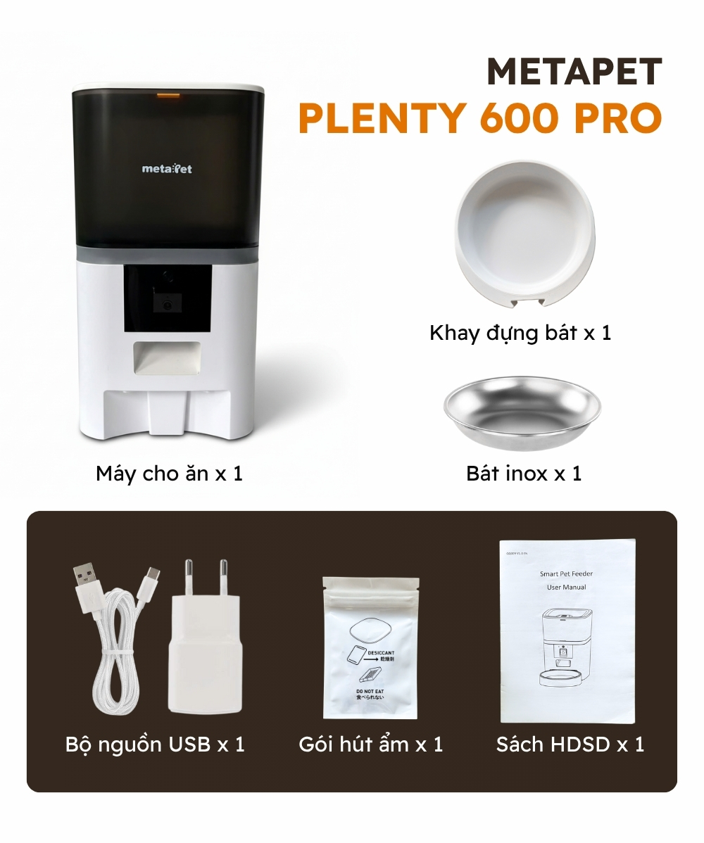 Máy Cho Thú Cưng Ăn Tự Động metaPet PLENTY 600 Pro, Wifi, Camera, 6L - Hình ảnh 3