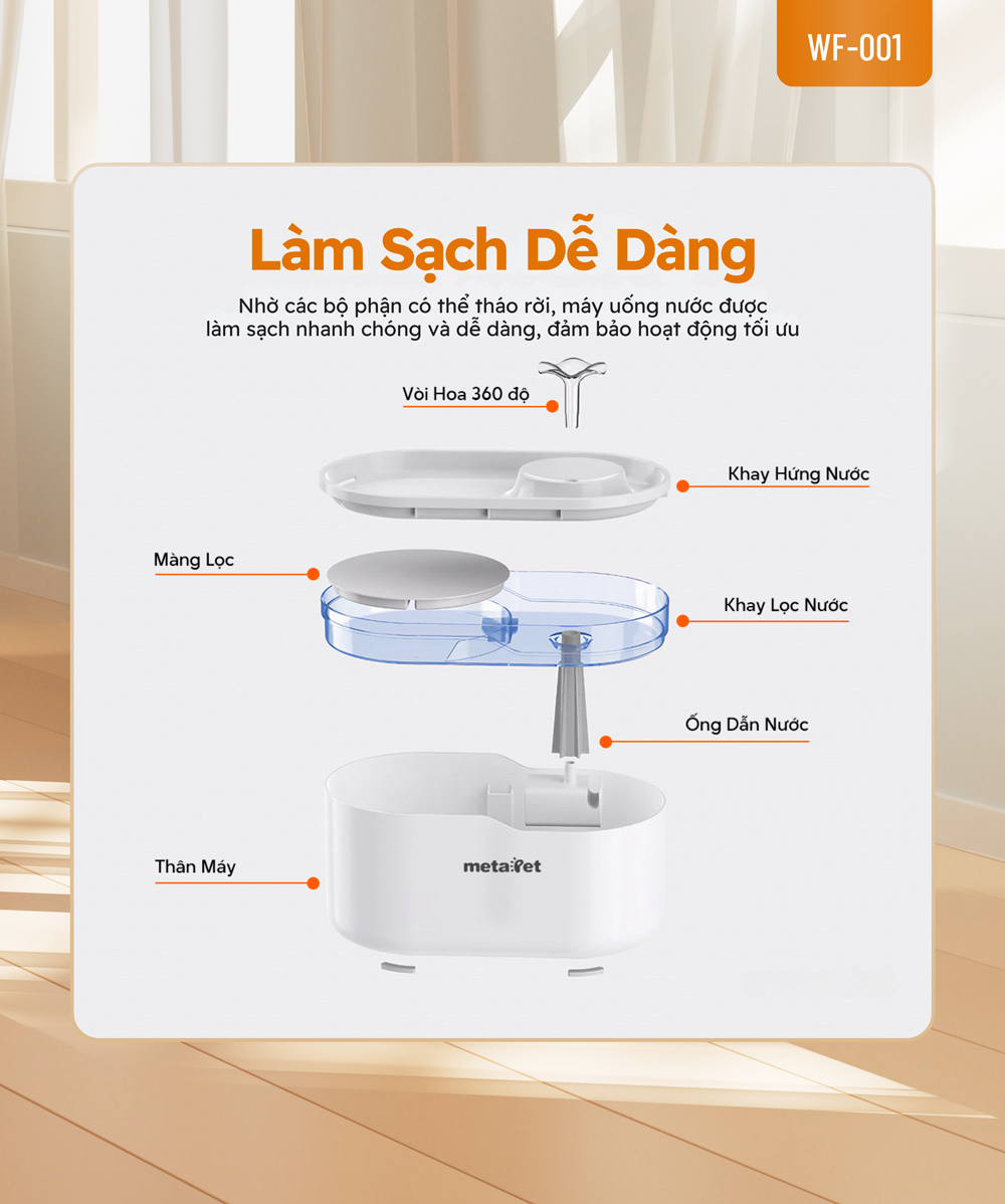 Làm Sạch Dễ Dàng Cho Đài Phun Nước Cho Mèo