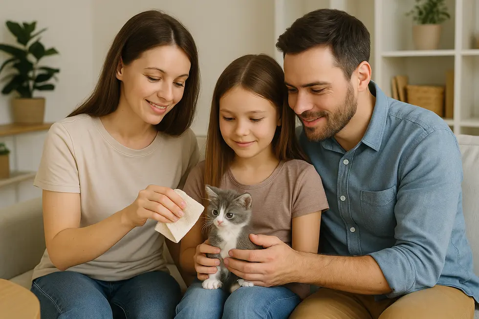 Mèo con sơ sinh cần môi trường an toàn và ấm áp trước khi tắm.