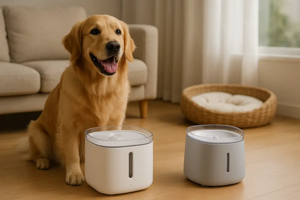 Hình ảnh chi tiết máy lọc nước không dây trên nền pet-friendly.