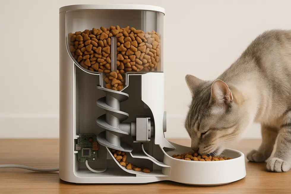 Máy cho mèo ăn định lượng tích hợp công nghệ hiện đại mang lại tiện ích vượt trội.