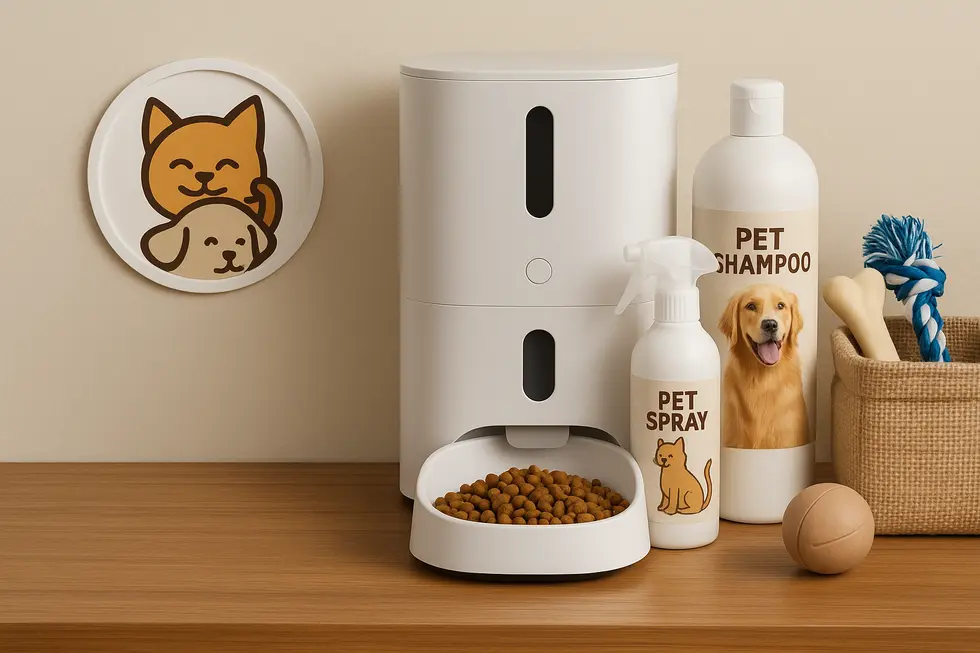 Máy cho thú cưng ăn tự động metaPet với thiết kế hiện đại và tiện lợi từ ứng dụng.