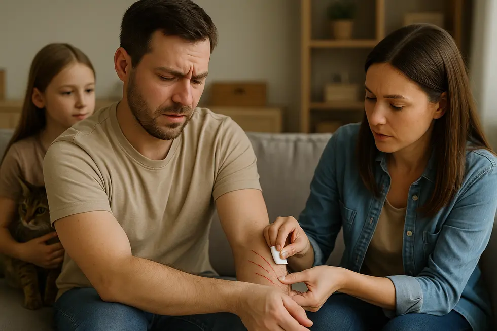 Một bác sĩ thú y đang tiêm phòng dại cho mèo, bảo vệ mèo khỏi bệnh nguy hiểm này.