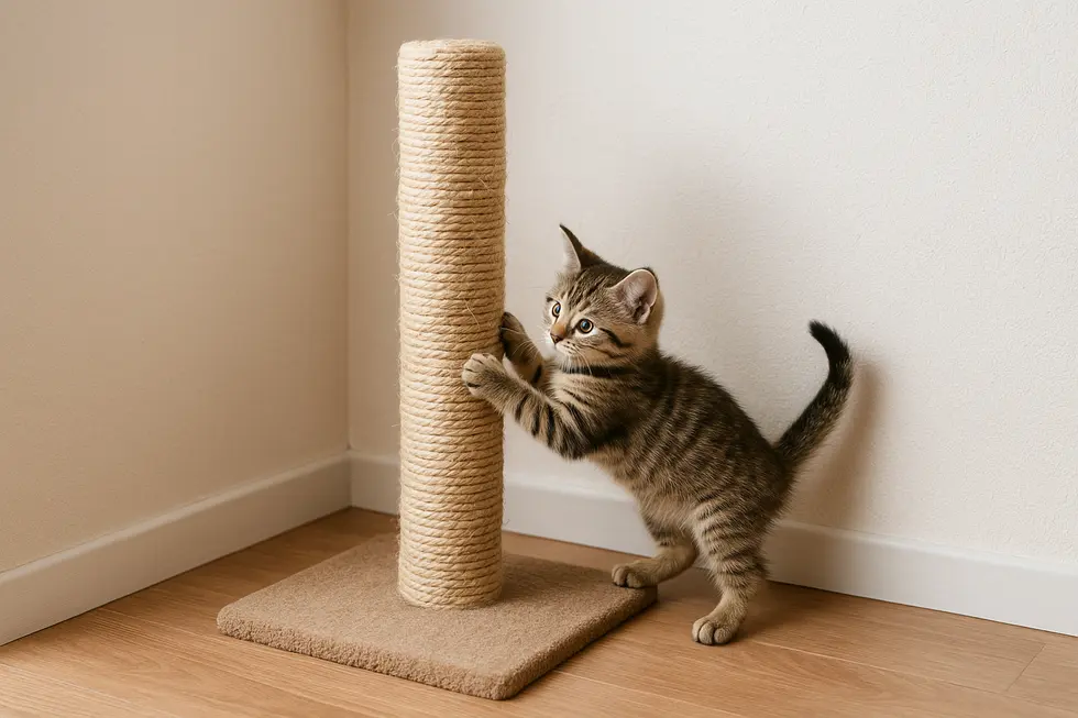 Trụ cào móng làm từ sisal, giúp mèo thoải mái cào móng và bảo vệ đồ nội thất.