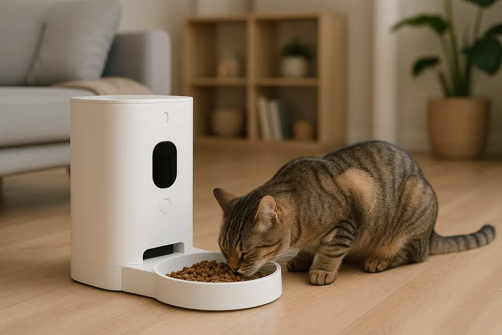 Máy cho mèo ăn định lượng tích hợp công nghệ hiện đại mang lại tiện ích vượt trội.