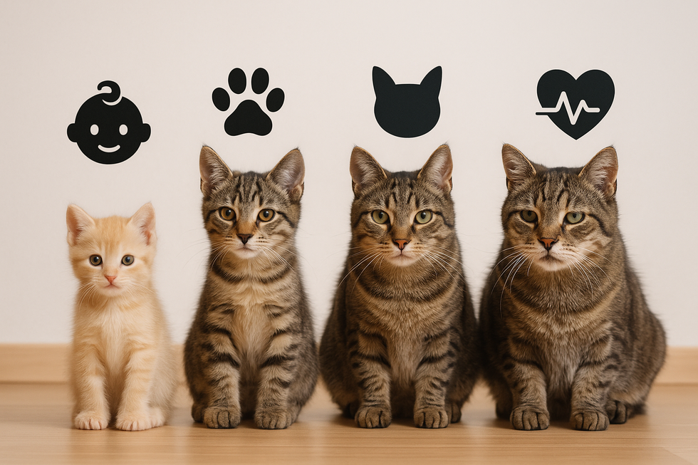 Bảng so sánh tuổi mèo và tuổi người giúp hiểu rõ hơn về cách tính tuổi mèo.