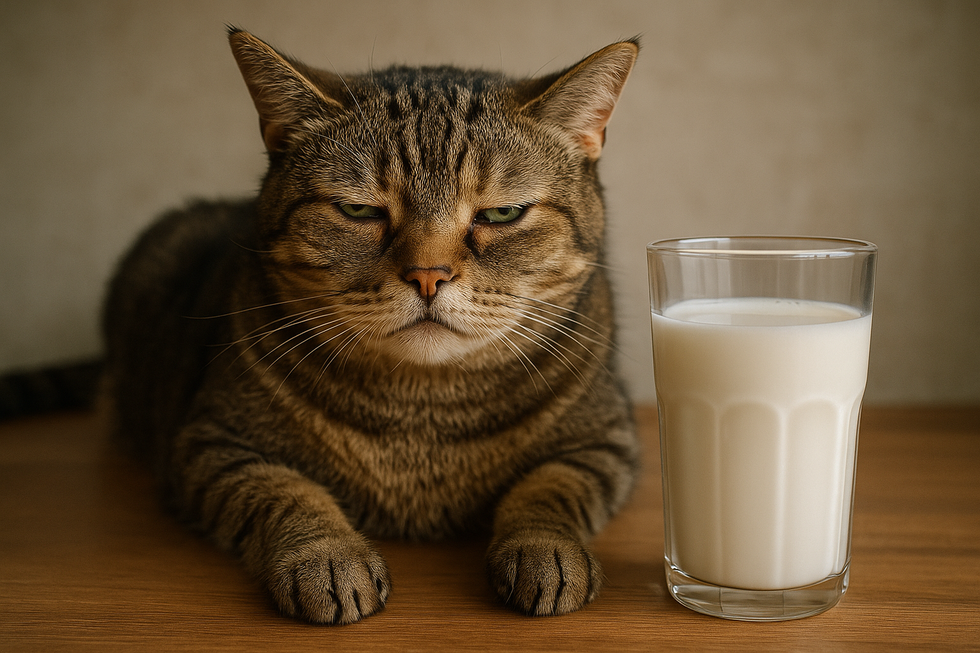 Minh họa hệ tiêu hóa của mèo và vấn đề lactose.