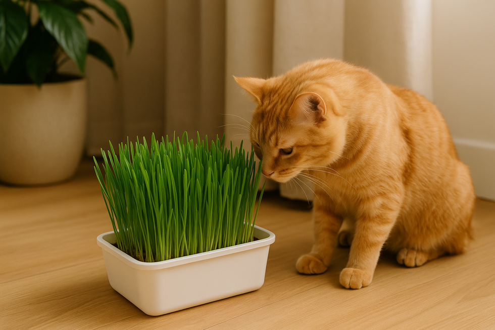 Cỏ mèo giúp mèo tiêu hóa tốt và giảm bớt búi lông trong dạ dày.