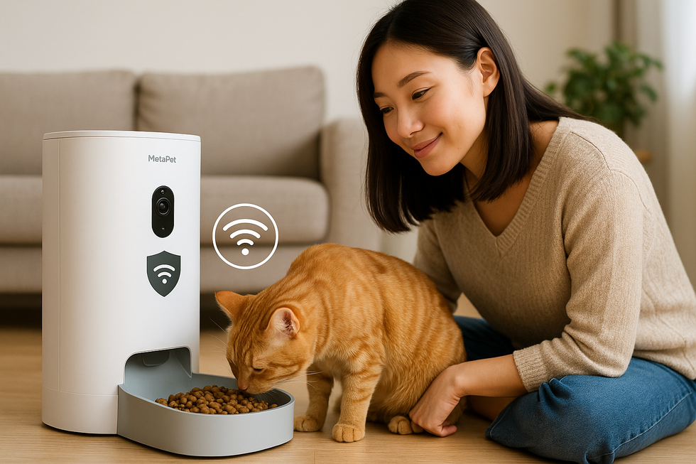 METAPETS Việt Nam https://metapets.vn Hình ảnh người dùng kiểm tra máy metaPet khi thú cưng đang sử dụng.