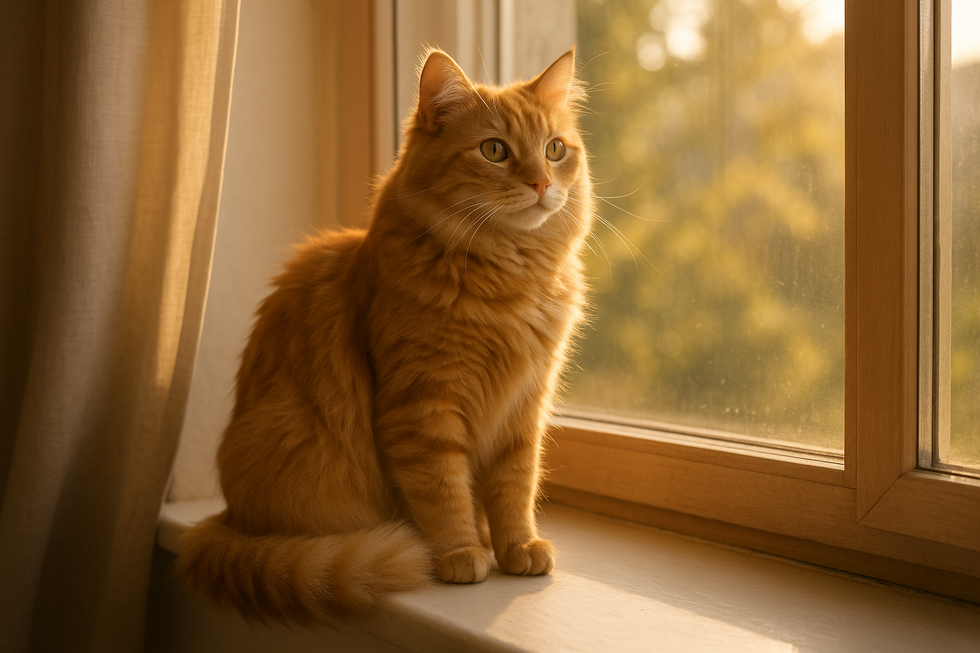 METAPETS Việt Nam https://metapets.vn Chú mèo ngồi trên bệ cửa sổ dưới ánh nắng chiều, tạo cảm giác yên bình và tuổi thọ kéo dài.