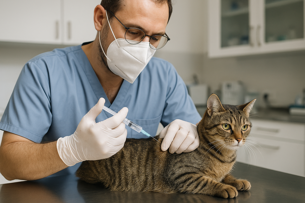 Mèo với bụng to, một triệu chứng của FIP.