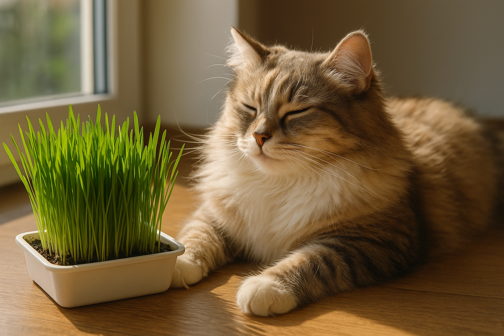 Cỏ mèo giúp mèo tiêu hóa tốt và giảm bớt búi lông trong dạ dày.