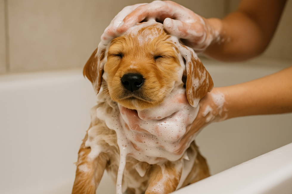 METAPETS Việt Nam https://metapets.vn Chó con trong bồn tắm được chăm sóc bằng sản phẩm chuyên dụng.