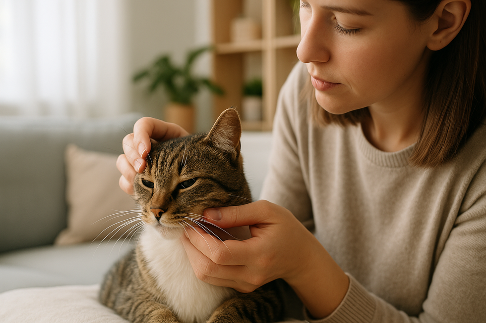 Mèo có thể bị rụng râu do căng thẳng kéo dài.