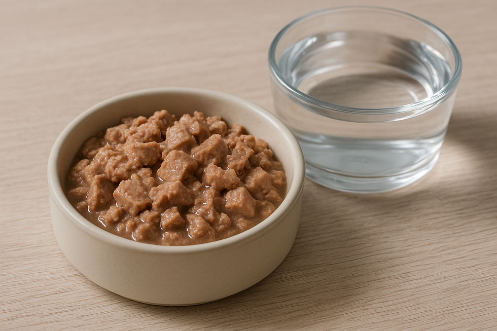 Mèo uống nước sạch, tươi mới từ chiếc bát nước.