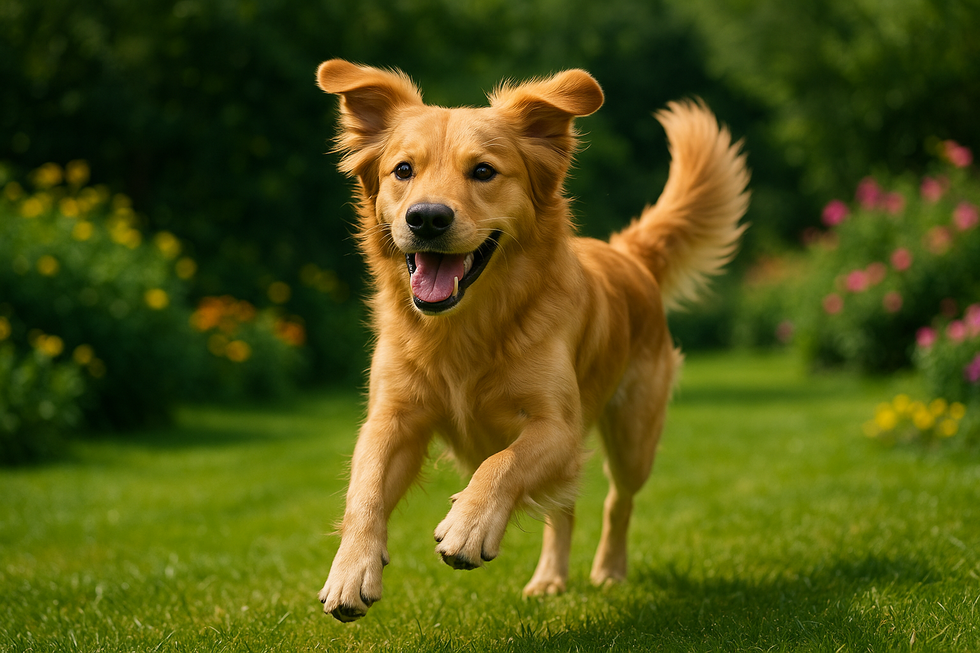 METAPETS Việt Nam https://metapets.vn Chú chó đang chạy vui vẻ, hòa mình giữa khung cảnh thiên nhiên xanh tươi.