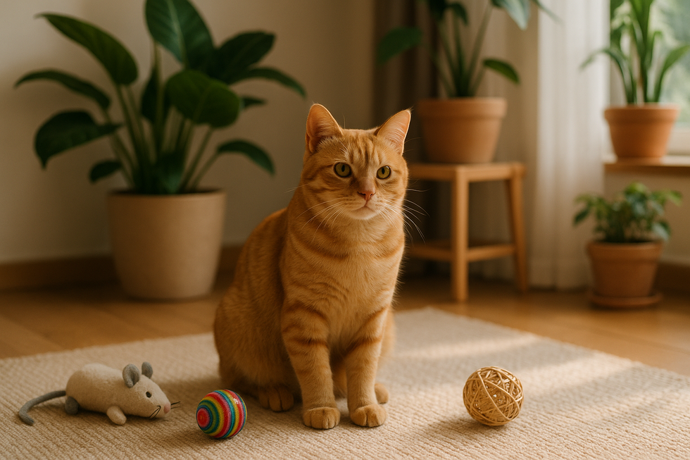 METAPETS Việt Nam https://metapets.vn Một chú mèo thư giãn dưới ánh sáng tự nhiên, trong không gian sống lý tưởng với đồ chơi xung quanh.