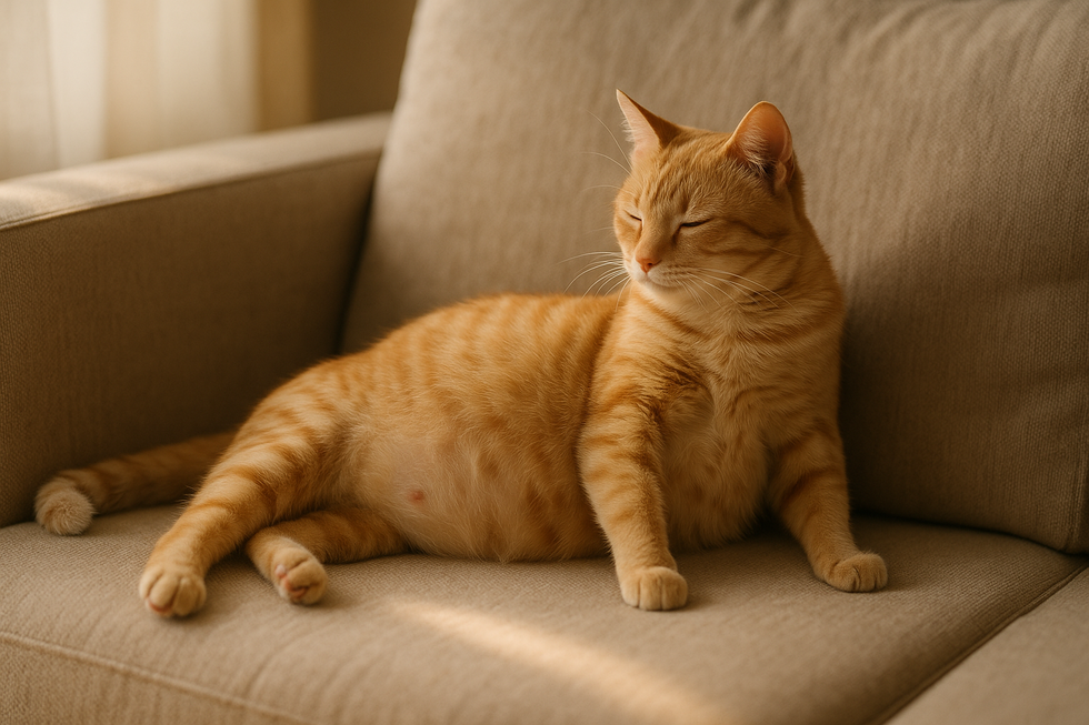 METAPETS Việt Nam https://metapets.vn Mèo mẹ nằm thoải mái trên ghế sofa, một biểu hiện của sự yên bình và chăm sóc.
