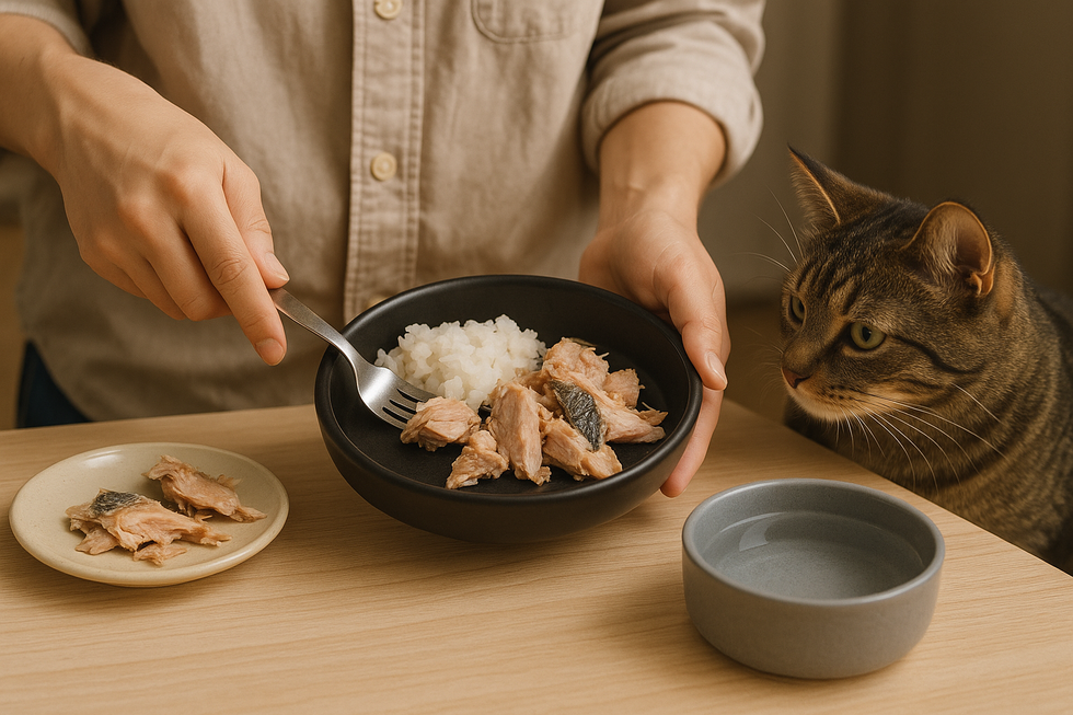 Mèo cần protein từ thịt cá hơn là tinh bột trong cơm.