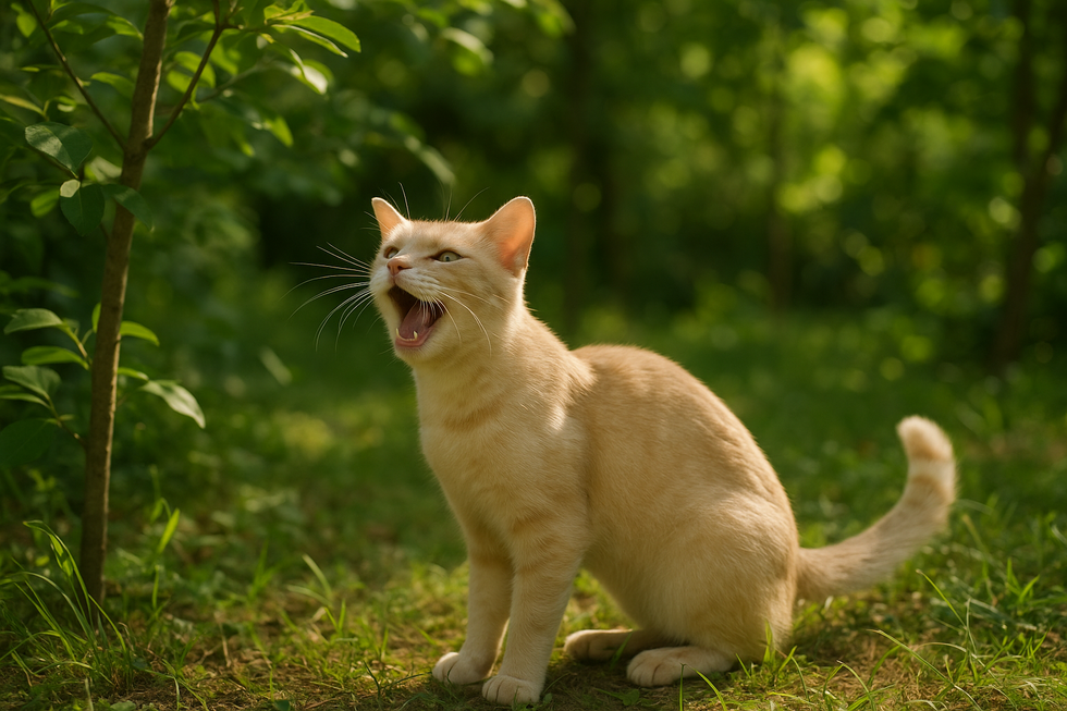Mèo đực thường phun nước tiểu để xác định lãnh thổ trong giai đoạn động dục.