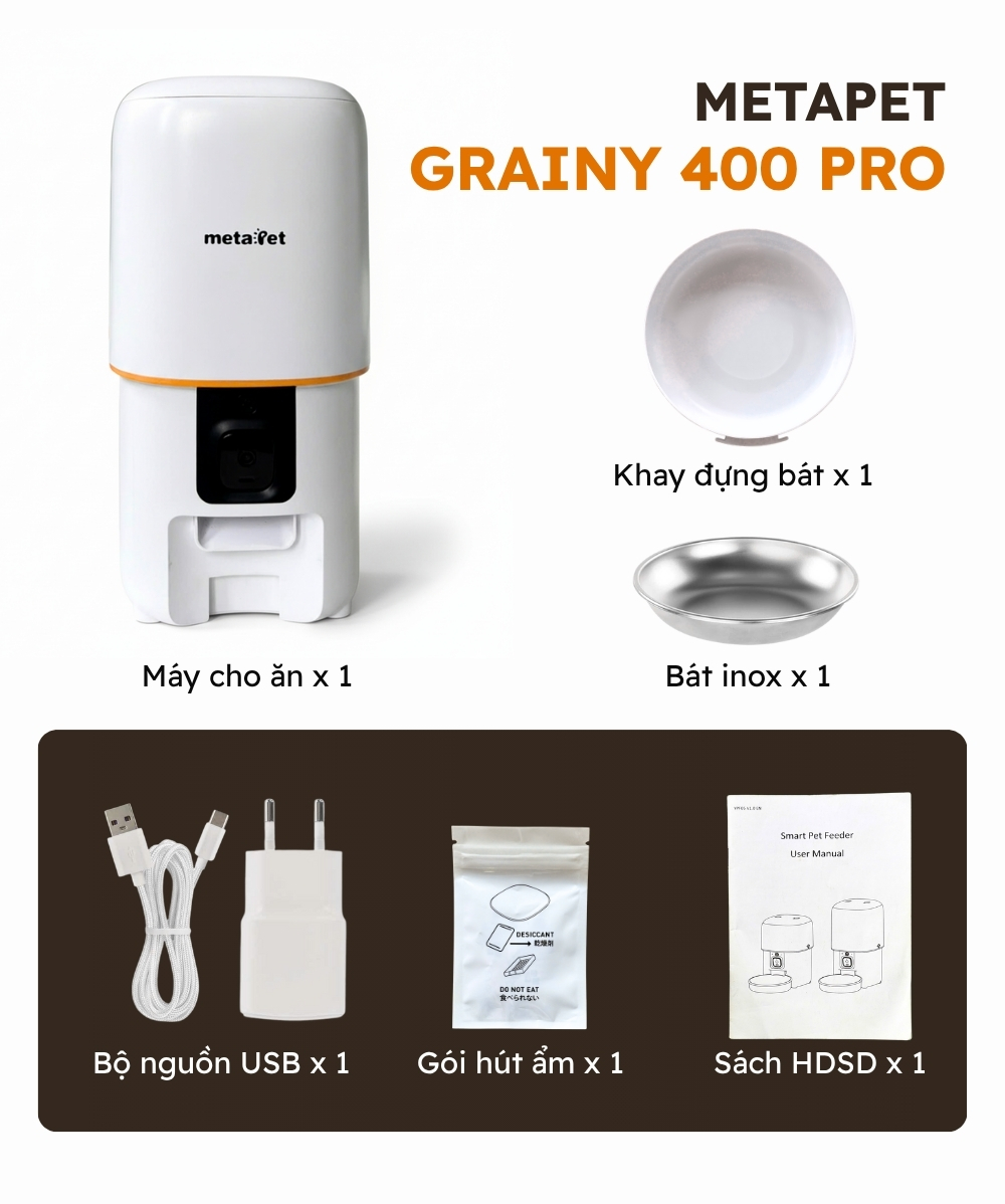 Máy Cho Ăn Tự Động Thông Minh Cho Thú Cưng metaPet GRAINY 400 Pro – 4L, Wifi, Camera - Hình ảnh 4