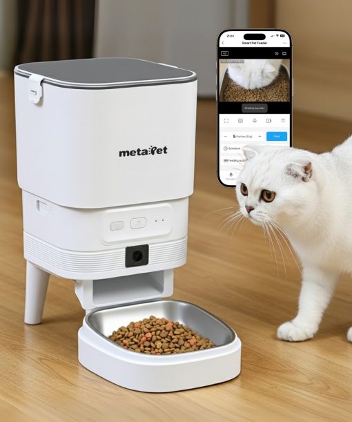 Máy Cho Ăn Tự Động Thông Minh Cho Thú Cưng metaPet NEST 400 Pro – 4L, Wifi, Camera, Màu Trắng