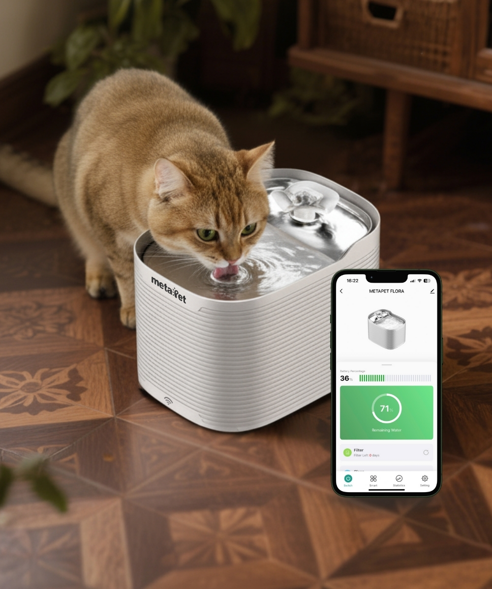 Máy Lọc Nước METAPET FLORA 2.5L Cho Thú Cưng – Tự Động, Kết Nối App, Cảm Biến Radar