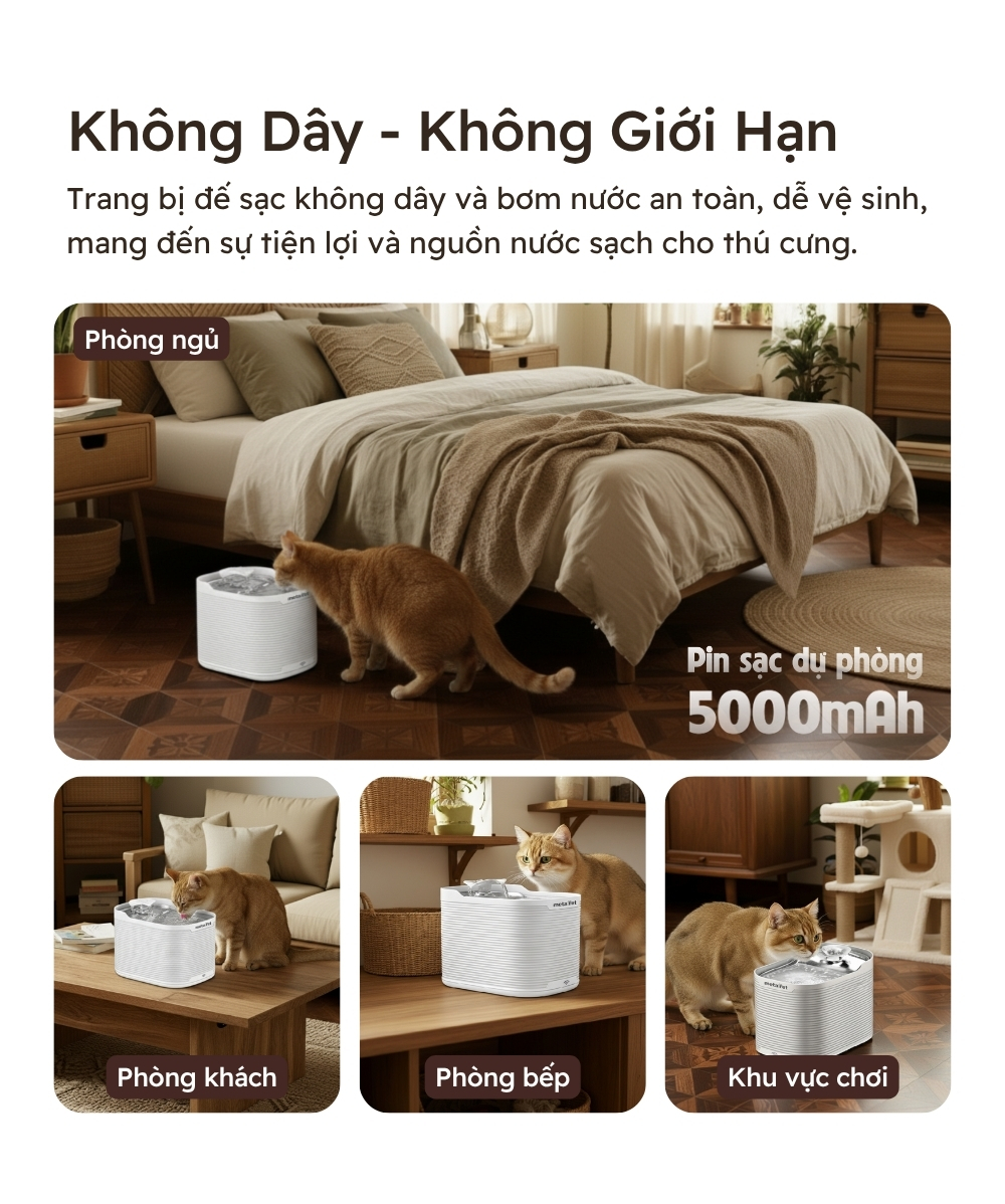 Máy Lọc Nước METAPET FLORA 2.5L Cho Thú Cưng – Tự Động, Kết Nối App, Cảm Biến Radar - Hình ảnh 4