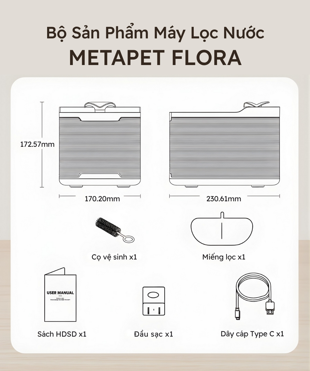 Máy Lọc Nước METAPET FLORA 2.5L Cho Thú Cưng – Tự Động, Kết Nối App, Cảm Biến Radar - Hình ảnh 6